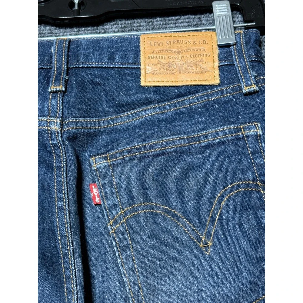 Levi's Wedgie Straight Jeans Women 25 Blue Excellent High Rise Raw Hem